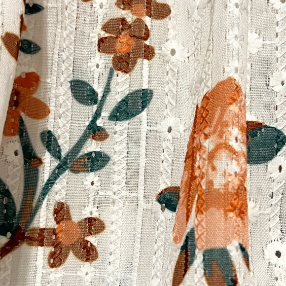 Solitaire Womens Off Shoulder Peasant Blouse Size M Ivory Floral Ruffle Bohemian - Picture 4 of 7